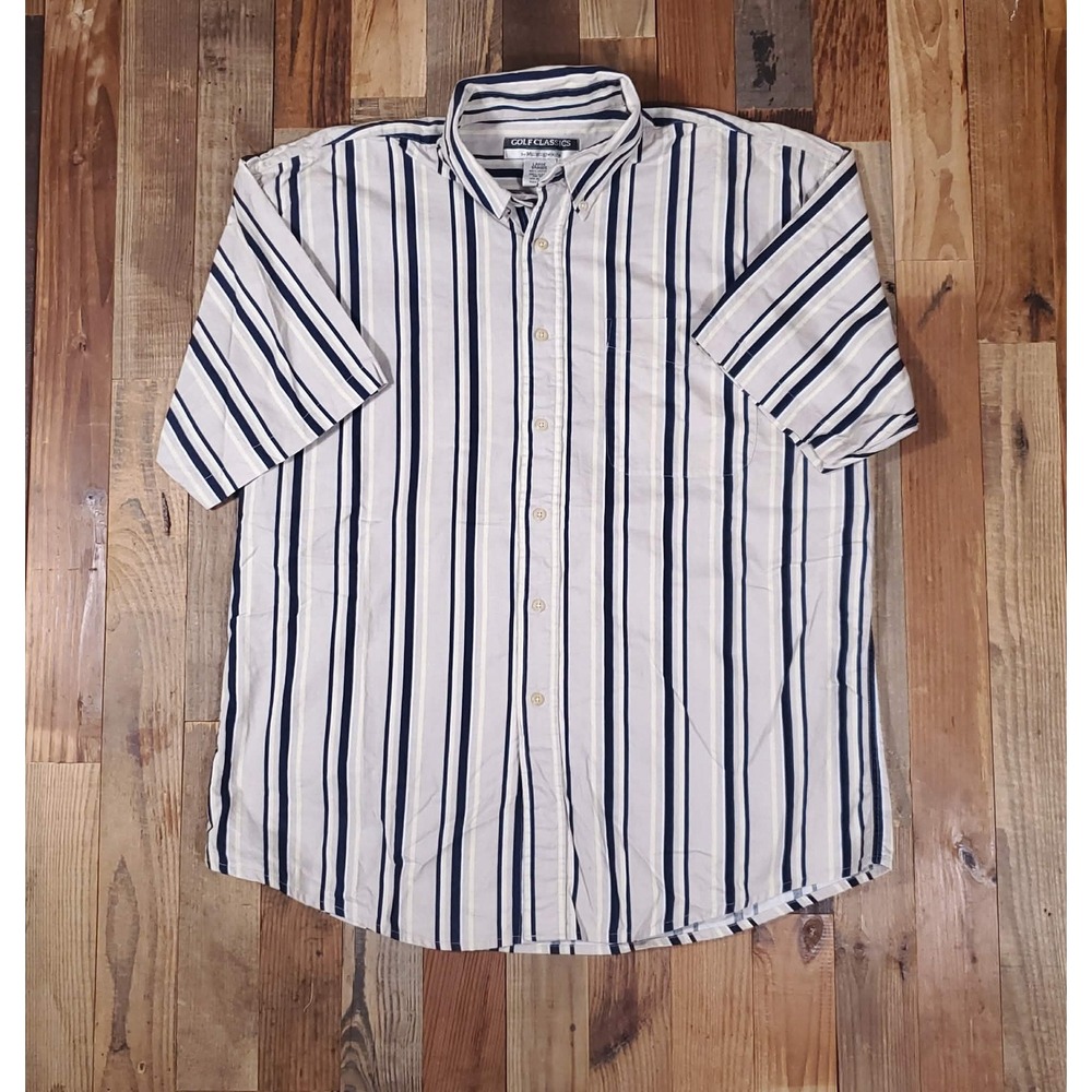 Golf Classics by Munsingwear Mens Large Striped Short‎ Sleeve Button Down Shirt